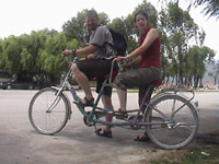 marc and lindsey on tandem bicycle